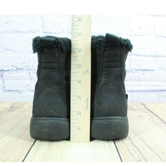 LL Bean Black Leather Waterproof Shearling Lined Winter Boots Size 6.5 M - Picture 6 of 9